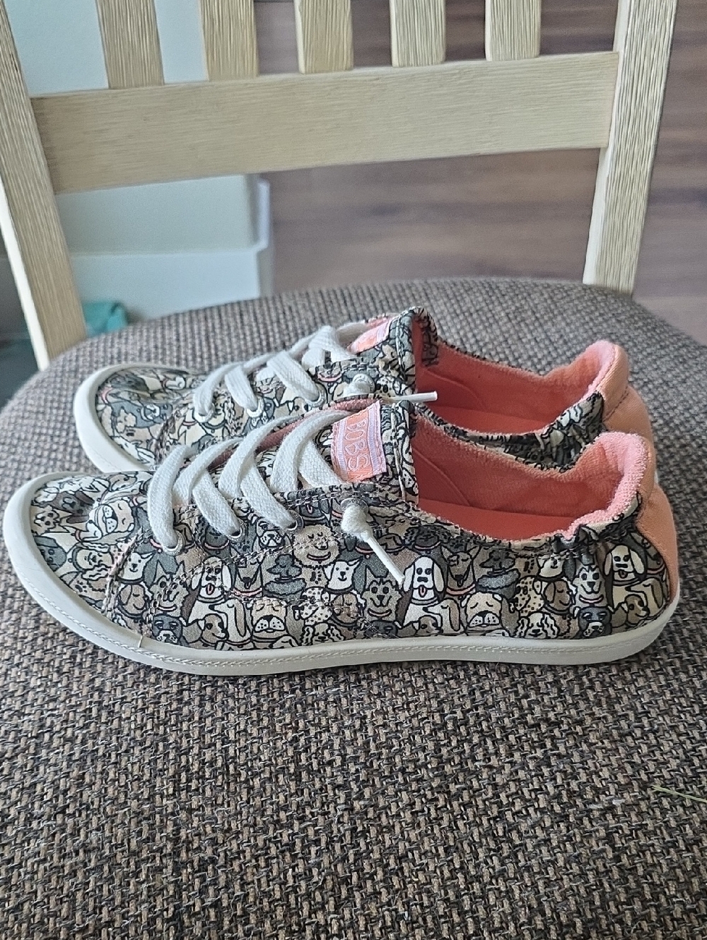 Skechers BOBS Beach Bingo - Woof Pack Dog Print Sneakers | Size 8.5 - Picture 2 of 6